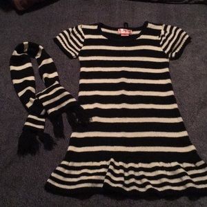 Girl sweater dress with scarf